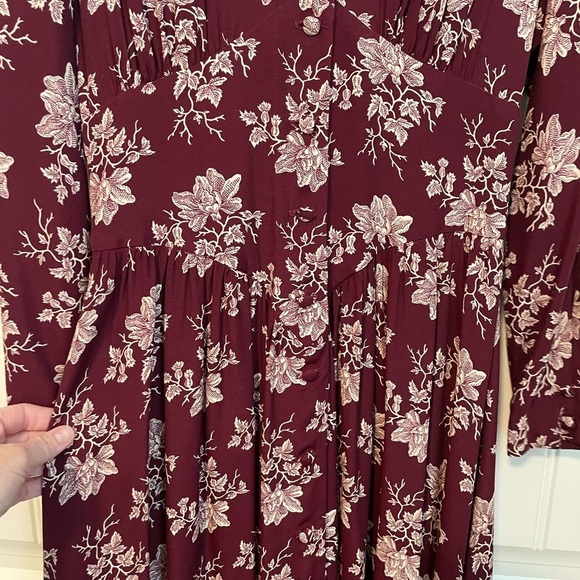 Vintage Westminster Lace burgundy floral prairie style dress size 6 - Picture 5 of 10